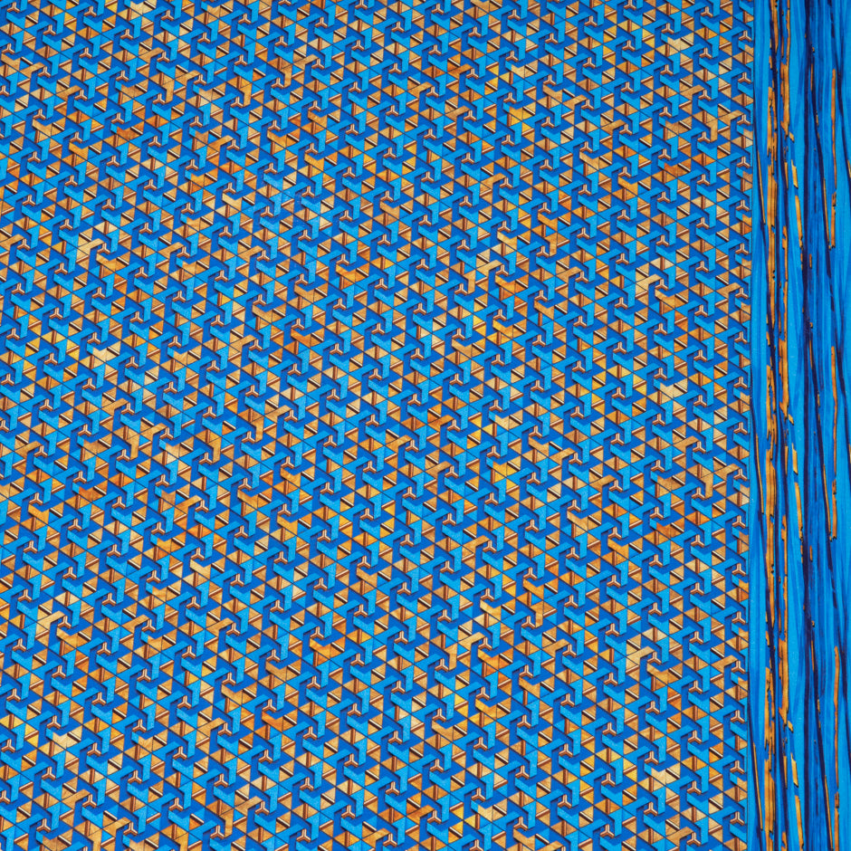 Royal Blue & Brown Geo Printed Superfine Cotton