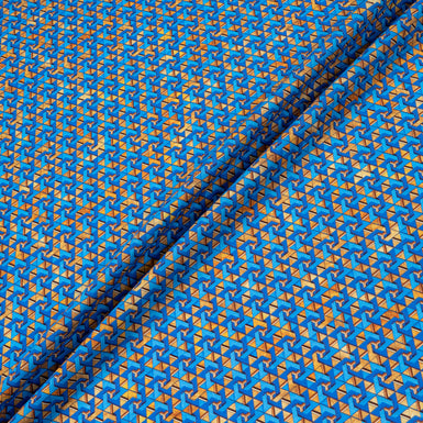 Royal Blue & Brown Geo Printed Superfine Cotton