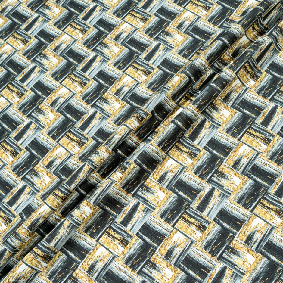 Dark Grey, Beige 'Woven' Printed Superfine Cotton