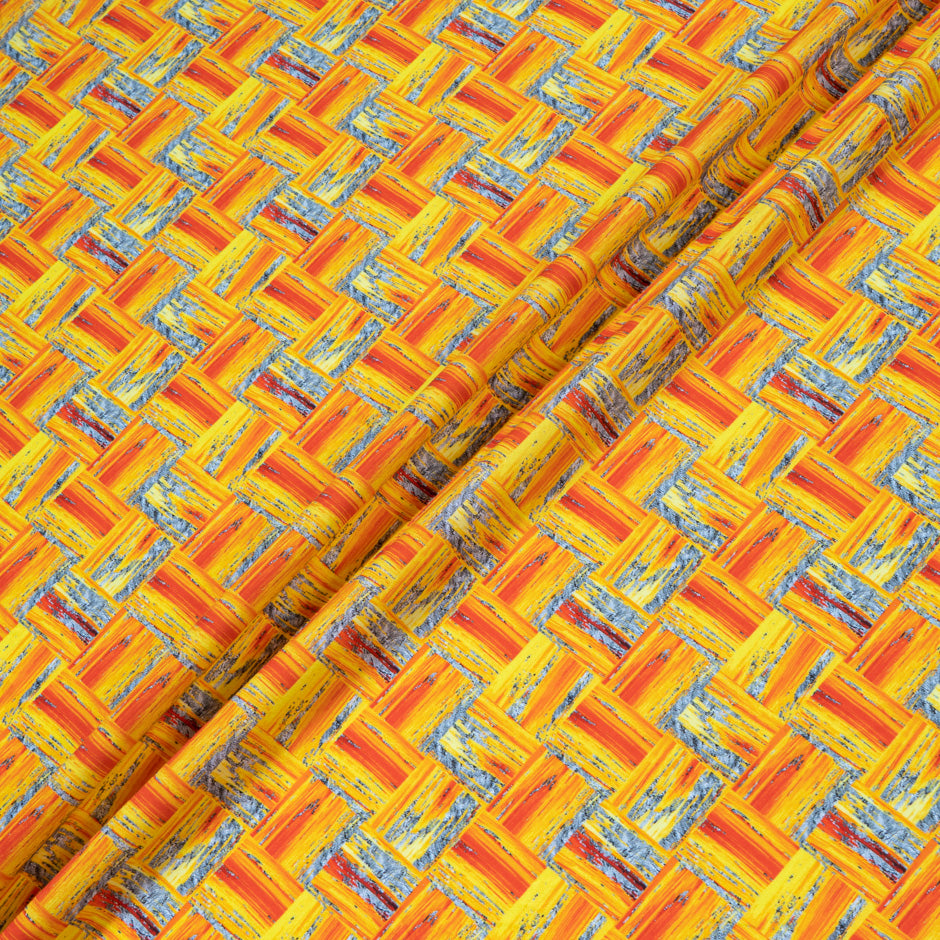 Orange & Red 'Woven' Printed Superfine Cotton