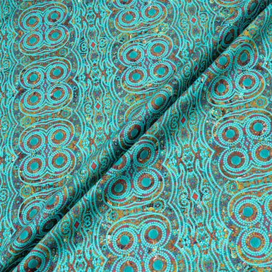 Turquoise & Multi Mosaic Printed Superfine Cotton