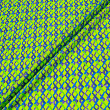 Apple Green & Blue Geo Printed Superfine Cotton