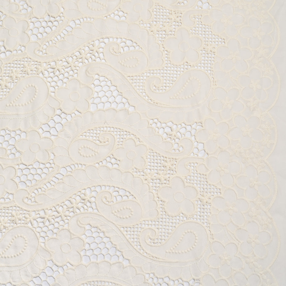 Ivory Paisley Open Work Georgette Anglaise