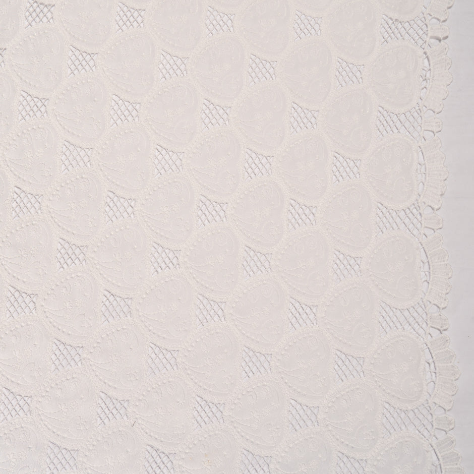 Ivory Geometric Embroidered Microfibre