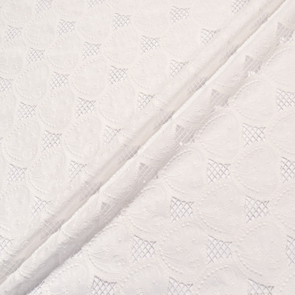 Ivory Geometric Embroidered Microfibre