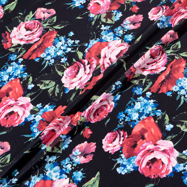 Poppy Printed Black Silk Crêpe de Chine