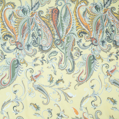 Paisley Printed Yellow Pure Silk Chiffon