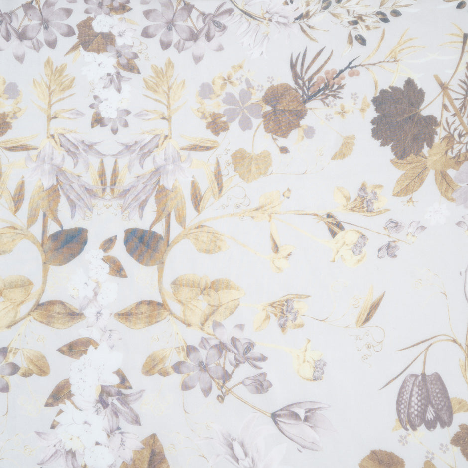 Pale Floral Printed Sand Silk Chiffon