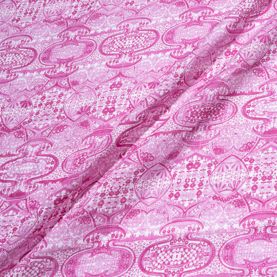 Pink Mirror Geometric Printed Pure Linen