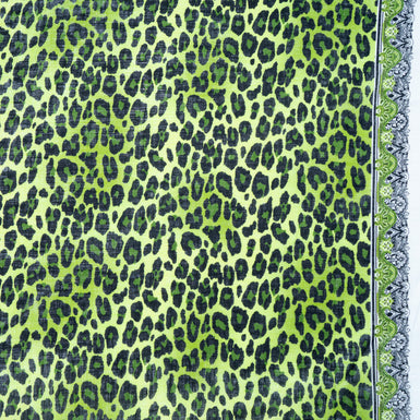 Green & Black Animal Printed Handkerchief Linen