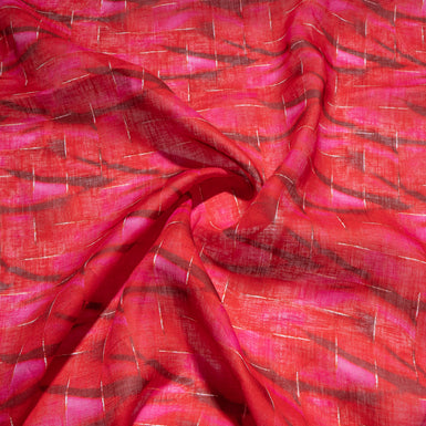 Red Printed Lightweight Pure Linen