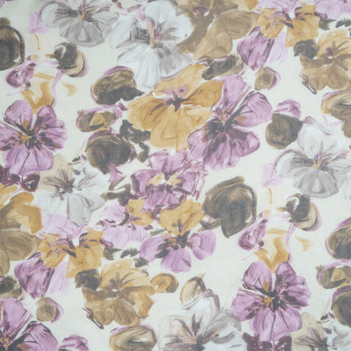 Plum Floral Printed Silk Chiffon