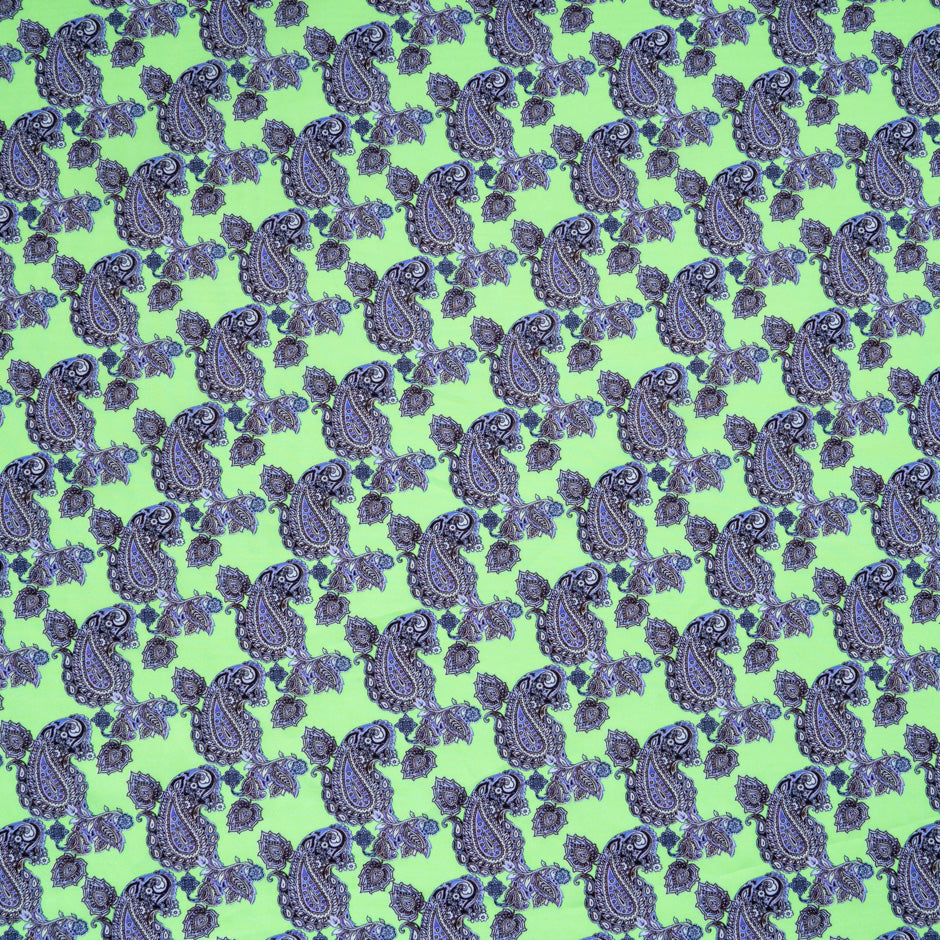 Purple Paisley Printed Green Luxury Cotton