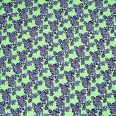 Purple Paisley Printed Green Luxury Cotton