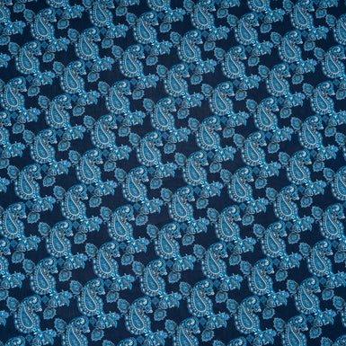 Blue On Blue Paisley Printed Pure Cotton