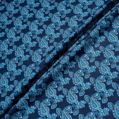 Blue On Blue Paisley Printed Pure Cotton