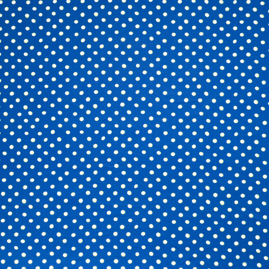 White & Green Spot Printed Royal Blue Cotton