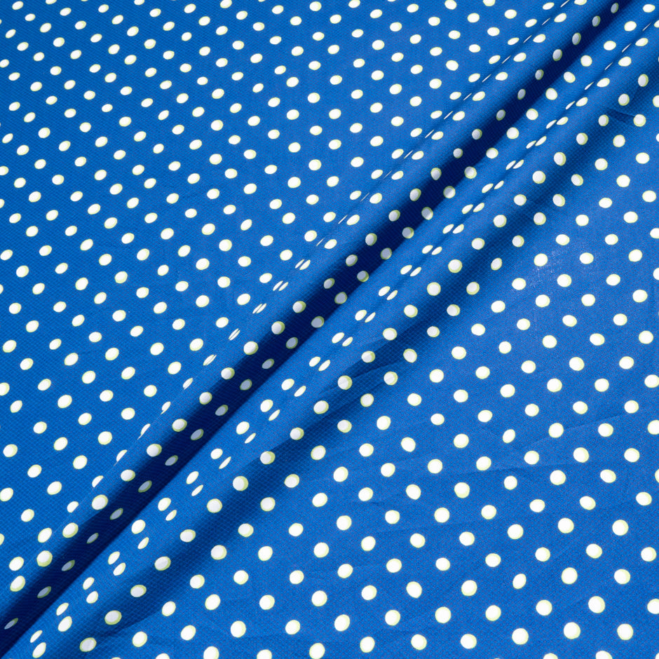 White & Green Spot Printed Royal Blue Cotton