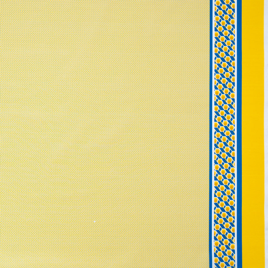 Lemon Spot Blue Dash Printed Pure Cotton