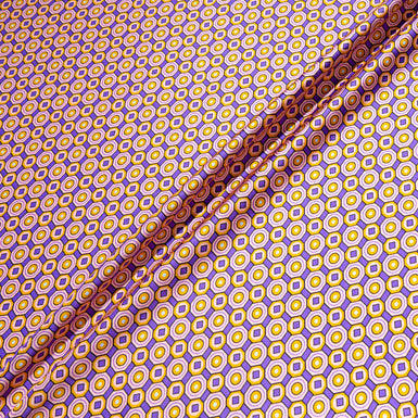 Pink, Purple & Orange Geometric Printed Silk Twill