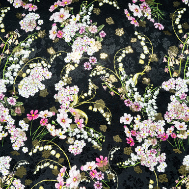 Snowdrop Printed Black Metallic Silk Jacquard