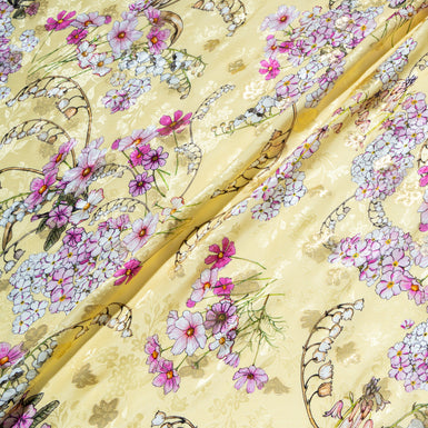 Snowdrop Printed Yellow Metallic Silk Jacquard (A 2.50m Piece)