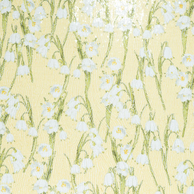 Snow Drop Printed Yellow Sequinned Tulle