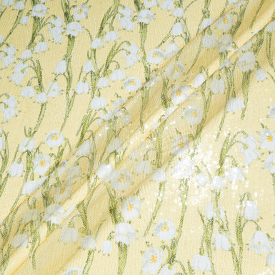 Snow Drop Printed Yellow Sequinned Tulle