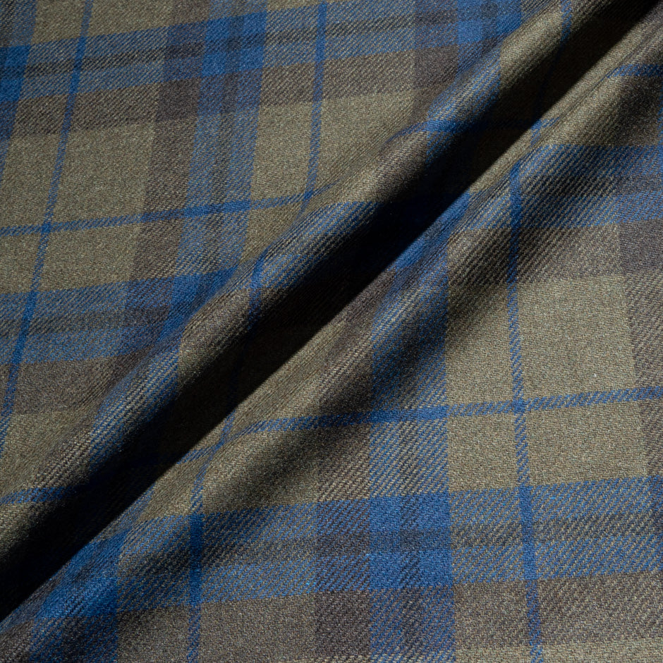 Brown/Blue Double Faced Checkered Wool