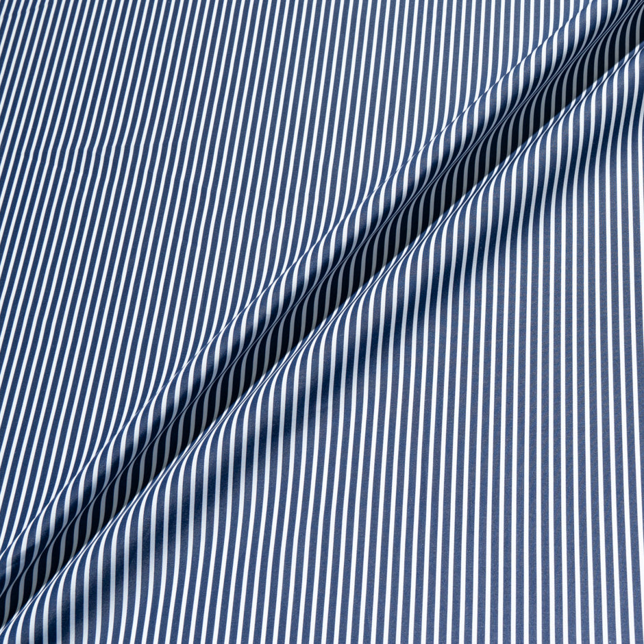 Midnight Blue Striped Superfine Cotton Shirting