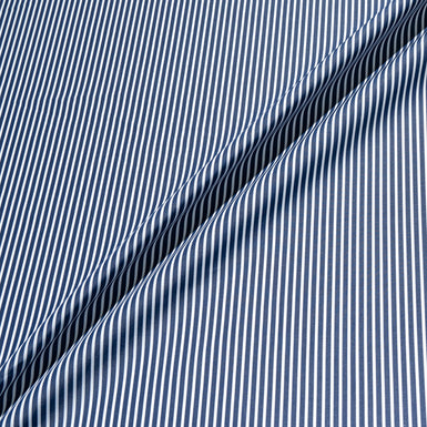 Midnight Blue Striped Superfine Cotton Shirting