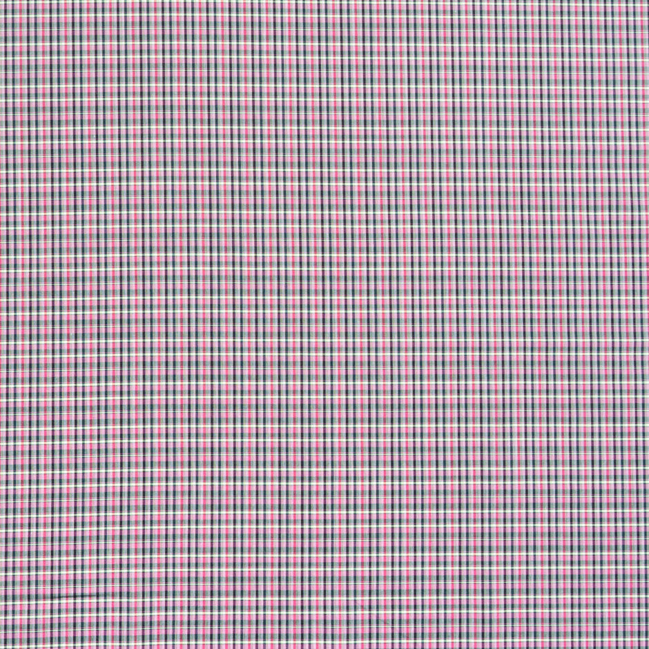 Pink, Black & Green Checkered Superfine Shirting