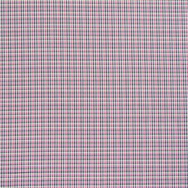 Pink, Black & Green Checkered Superfine Shirting