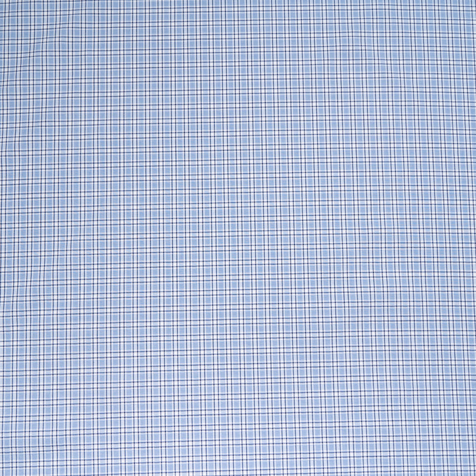 Blue Checkered Cotton & Silk Seersucker