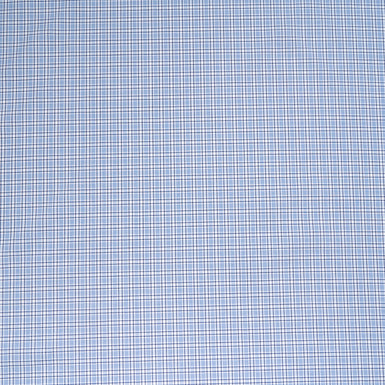 Blue Checkered Cotton & Silk Seersucker