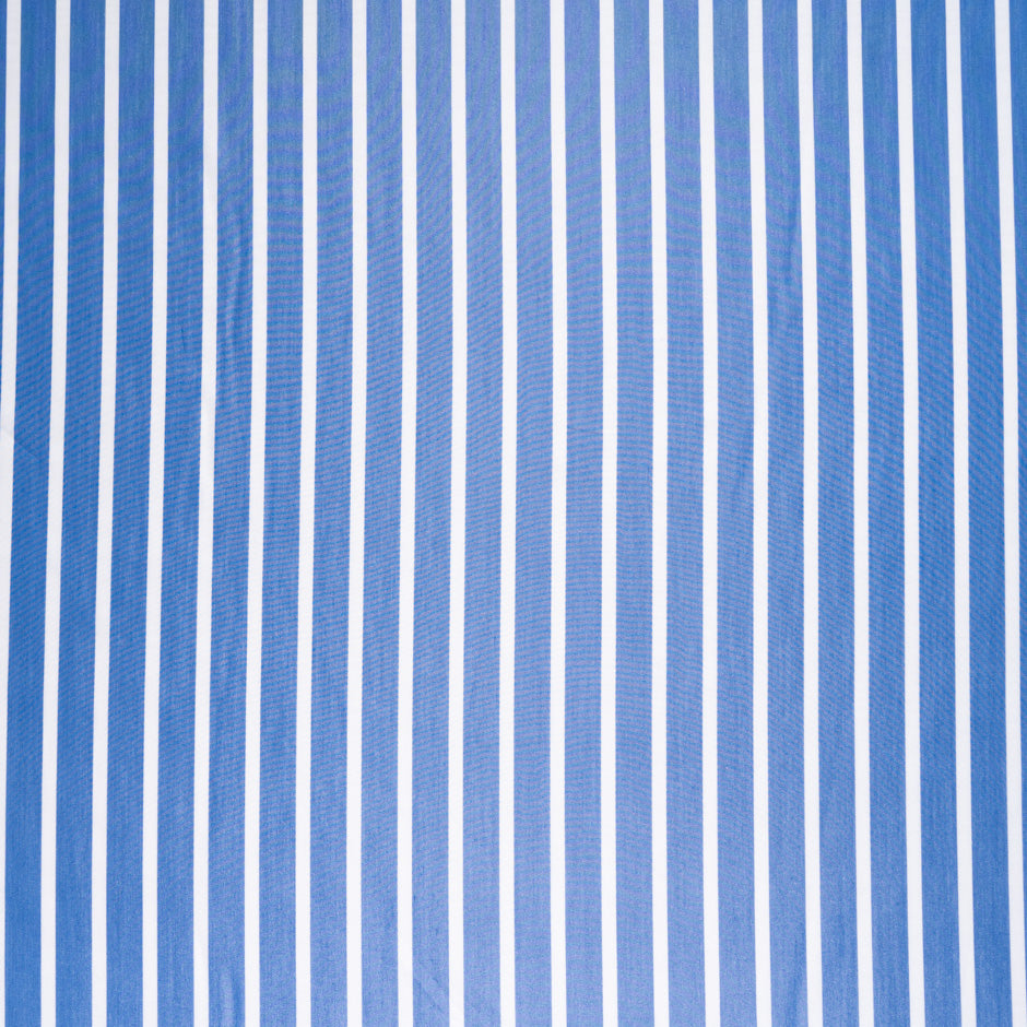 Thick White Striped Blue Superfine Silk Blend Shirting