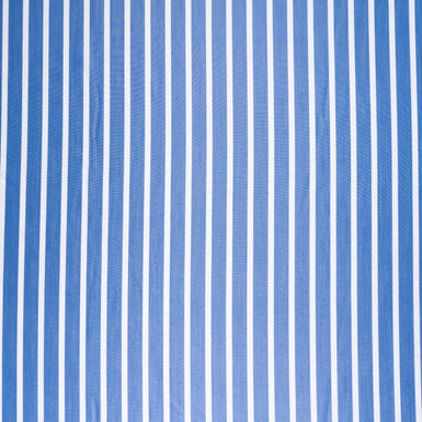 Thick White Striped Blue Superfine Silk Blend Shirting