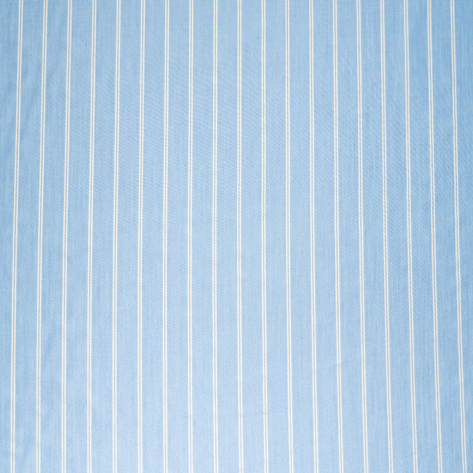 Double Ivory Striped Blue Superfine Silk Blend Shirting