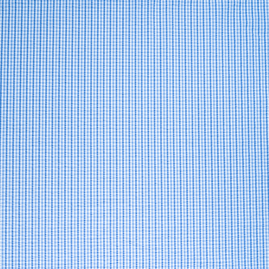 Sky Blue Checkered Pure Cotton Seersucker