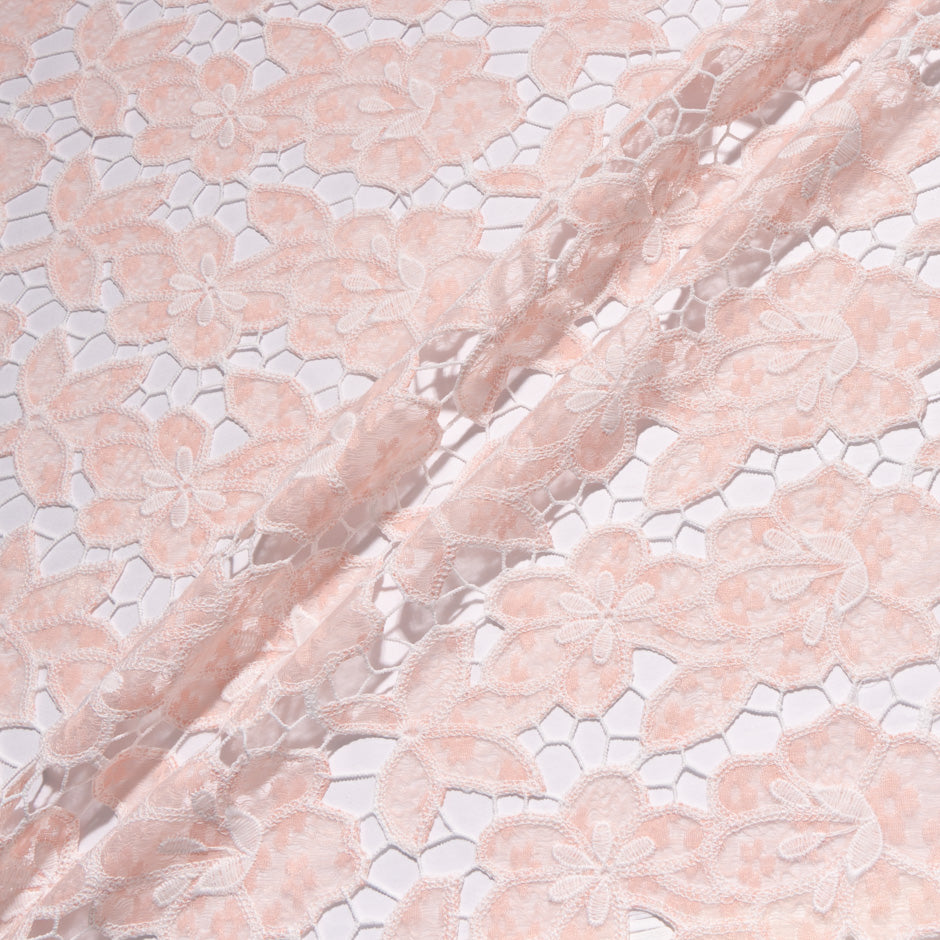 Pale Pink Floral Printed Embroidered Microfibre