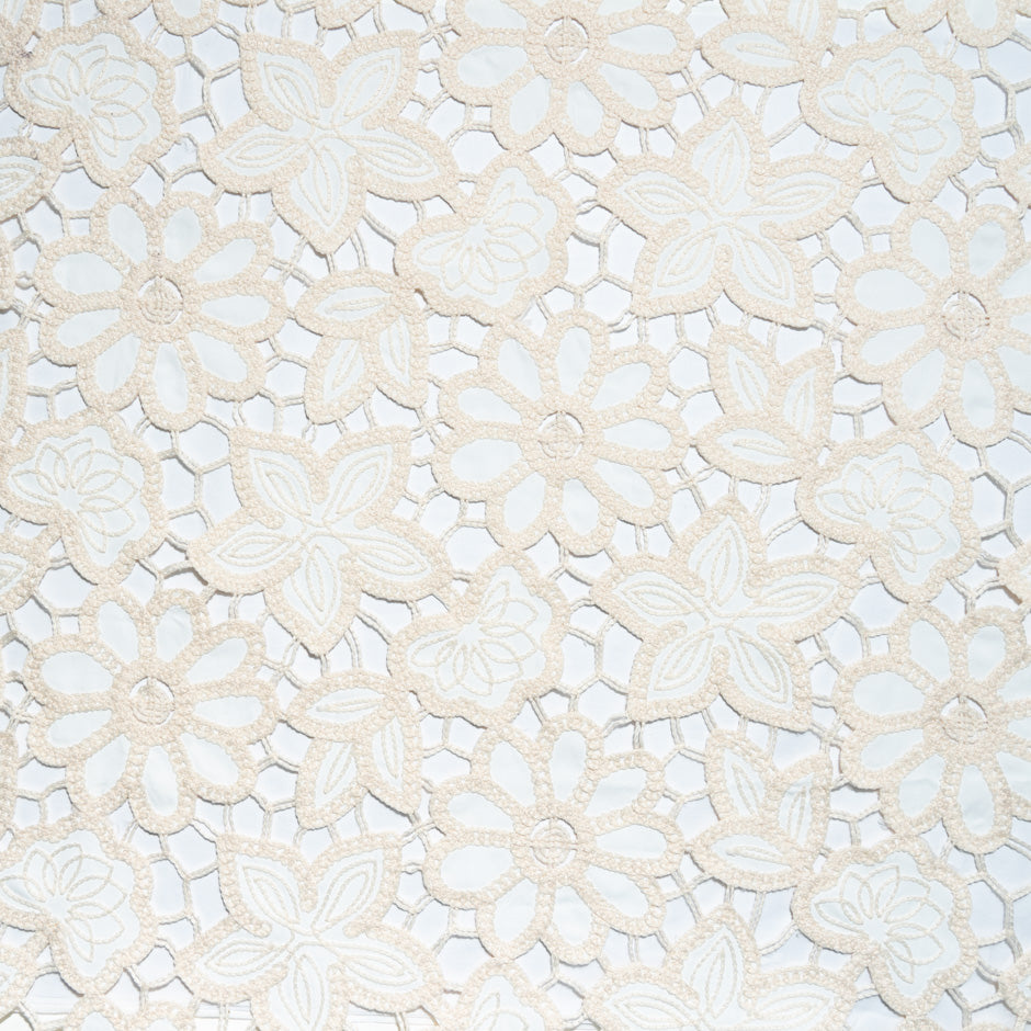 Ivory & Cream Floral Embroidered Microfibre