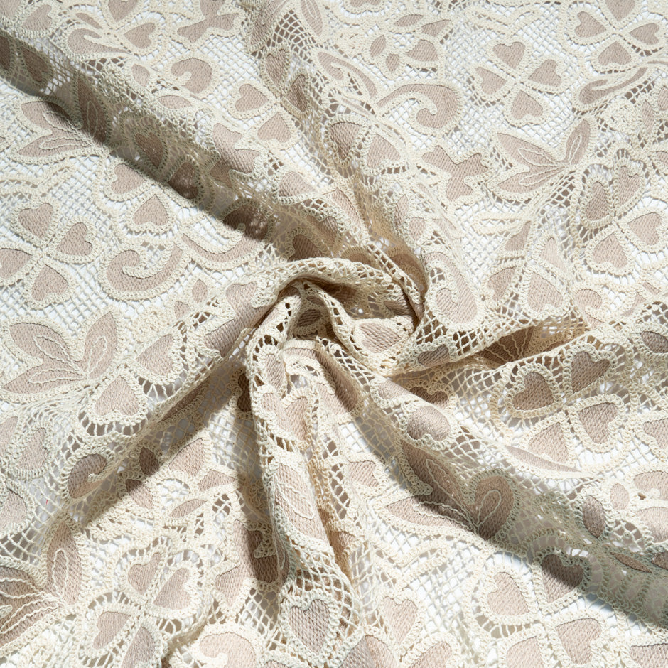 Beige & Cream Floral Embroidered Microfibre