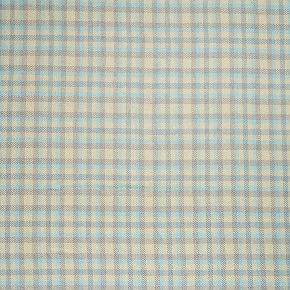 Taupe, Blue & Cream Checkered Pure Wool