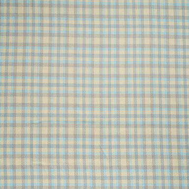 Taupe, Blue & Cream Checkered Pure Wool