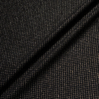 Gold Metallic Checkered Black Pure Wool