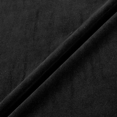 Black Thin Ribbed Stretch Cotton Corduroy