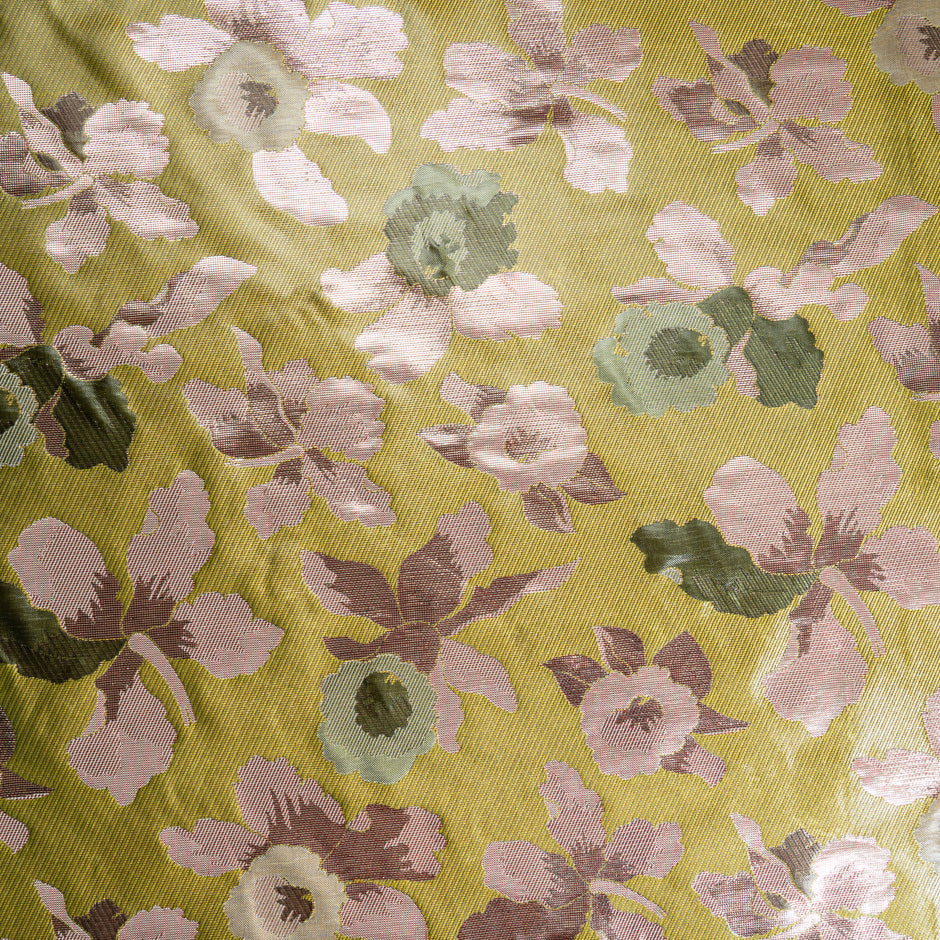 Dusty Pink, Olive & Chartreuse Metallic Mixed Fibre Brocade