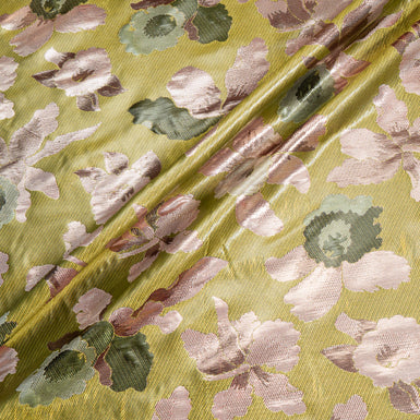 Dusty Pink, Olive & Chartreuse Metallic Mixed Fibre Brocade