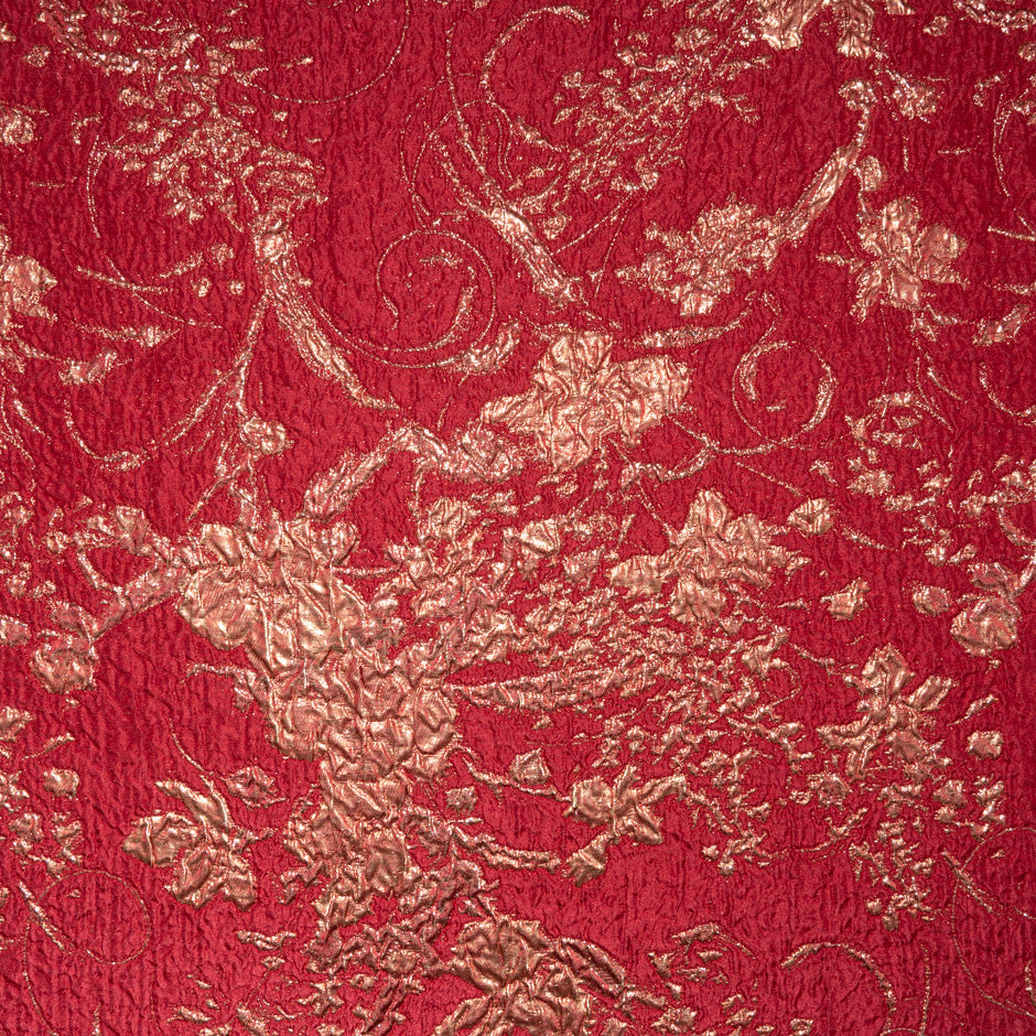 Rich Red & Gold Metallic Silk Cloqué