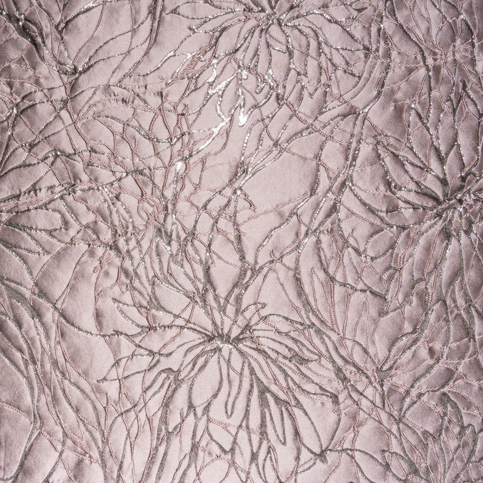 Dusty Pink Metallic Floral Abstract Cloqué